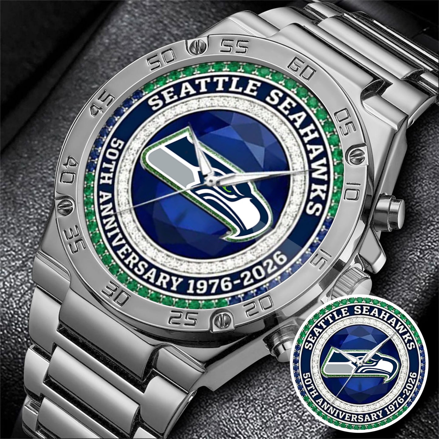 Seattle Seahawks 50th Anniversary Stainless Steel Watch