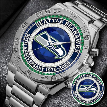 Seattle Seahawks 50th Anniversary Stainless Steel Watch