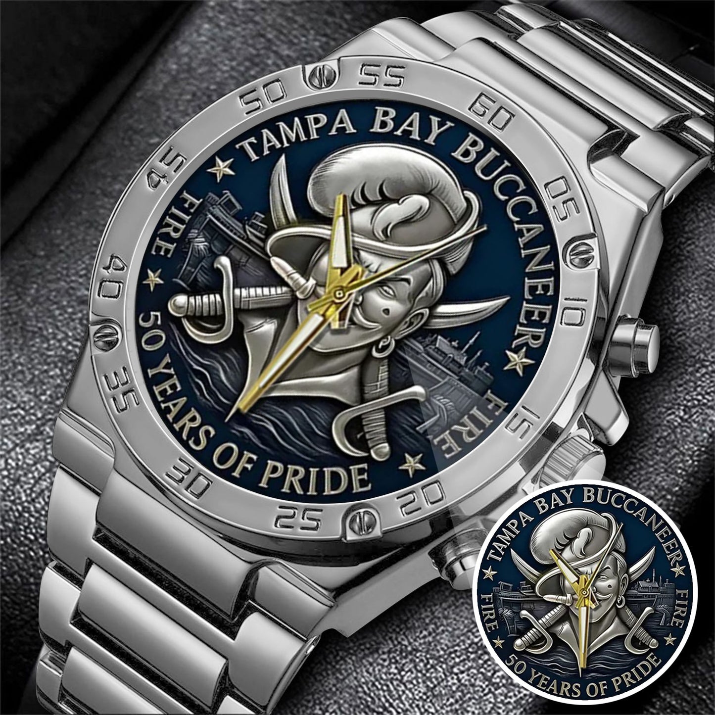 Tampa Bay Buccaneers 50th Anniversary Stainless Steel Watch