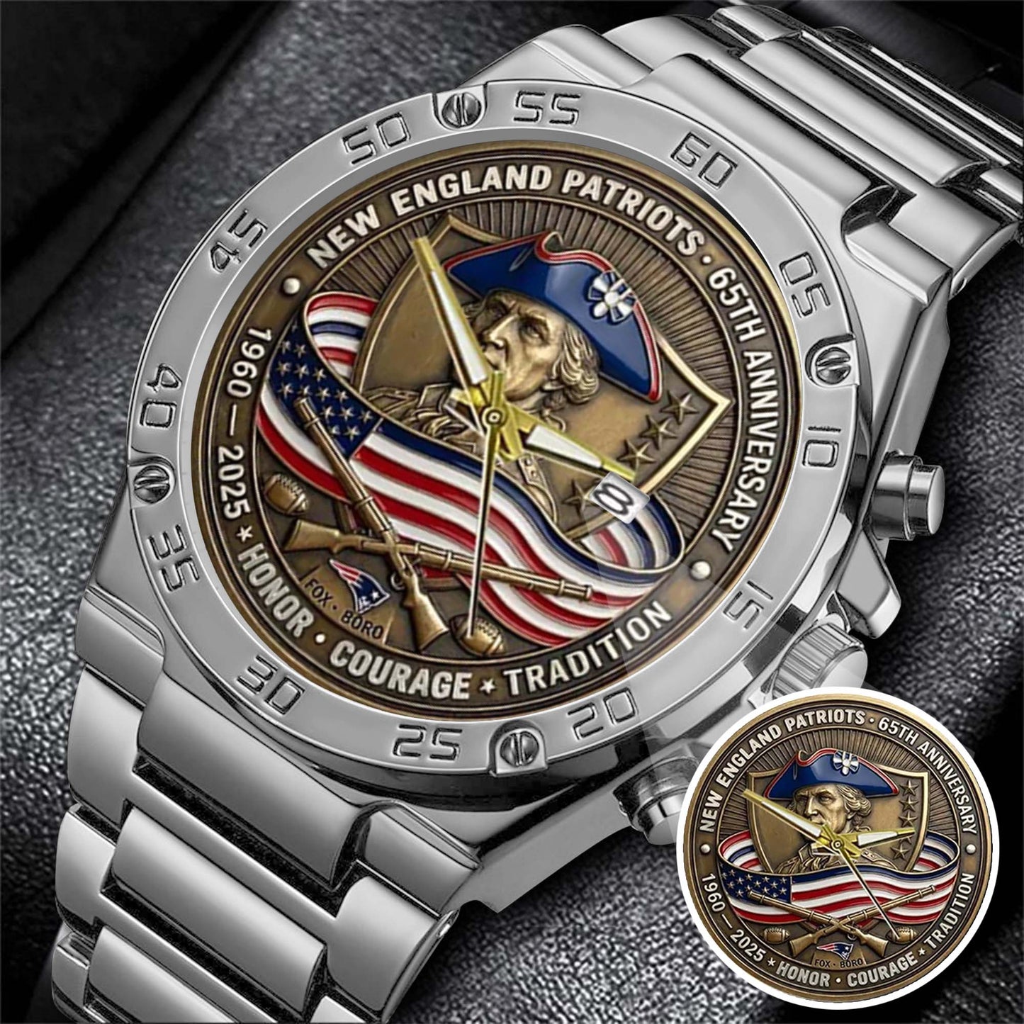 New England Patriots Champions Stainless Steel Watch