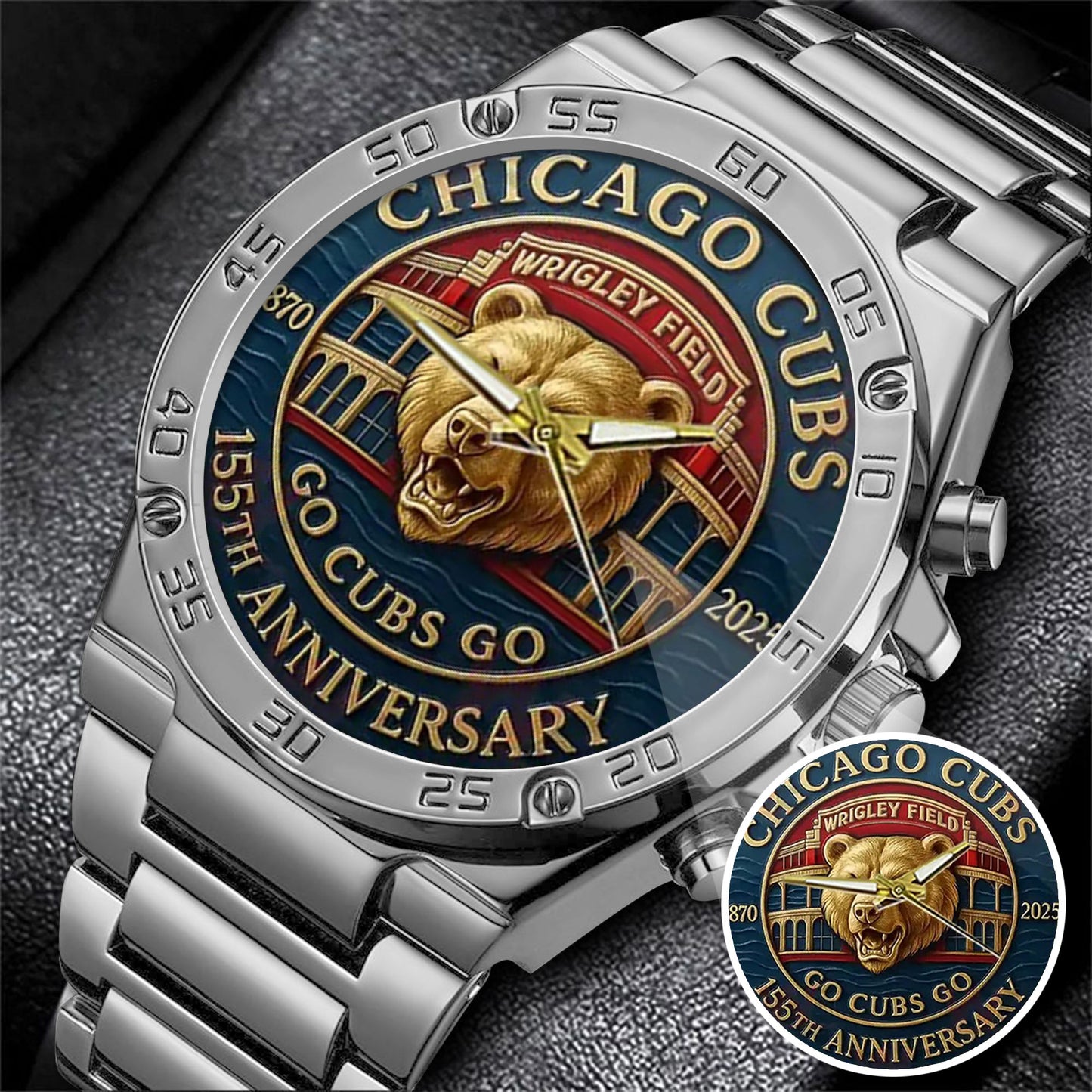 Chicago Cubs 155th Anniversary Stainless Steel Watch