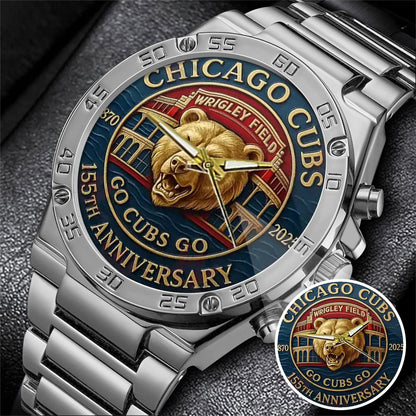 Chicago Cubs 155th Anniversary Stainless Steel Watch