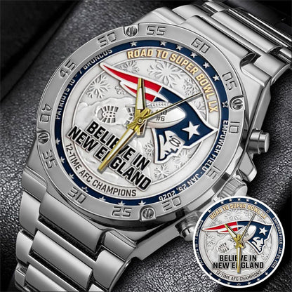 New England Patriots Champions Stainless Steel Watch