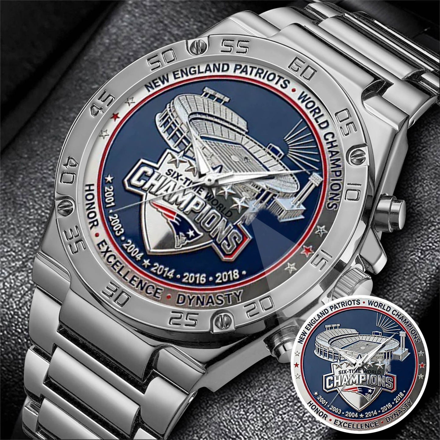 New England Patriots 65th Anniversary Stainless Steel Watch
