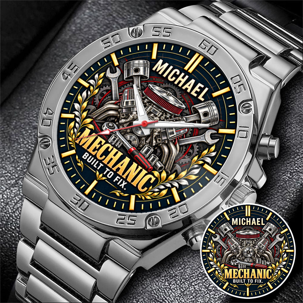 Personalized Mechanic Watch – Custom Name Mechanic Appreciation Gift