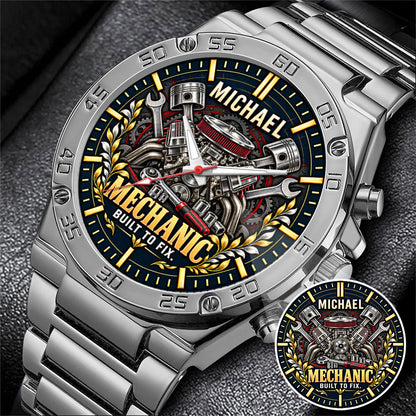 Personalized Mechanic Watch – Custom Name Mechanic Appreciation Gift