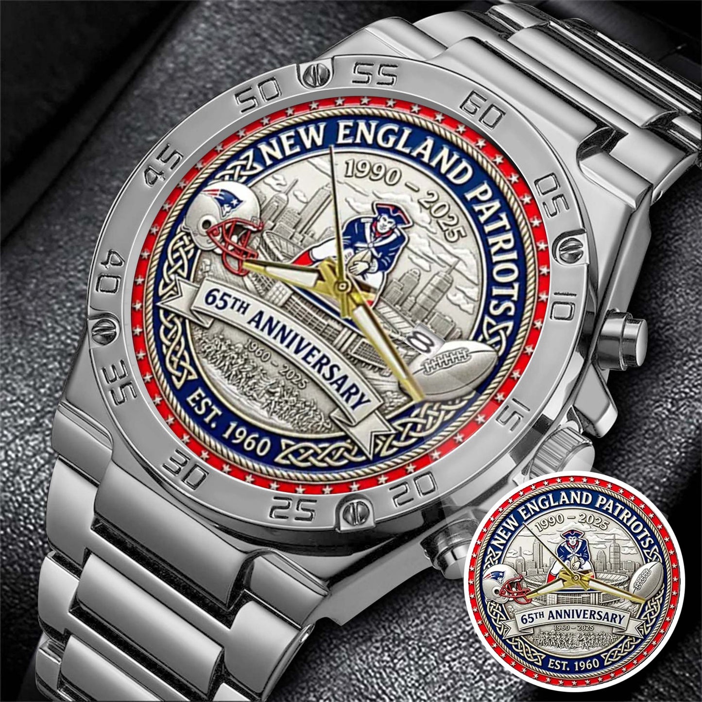 New England Patriots Champions Stainless Steel Watch