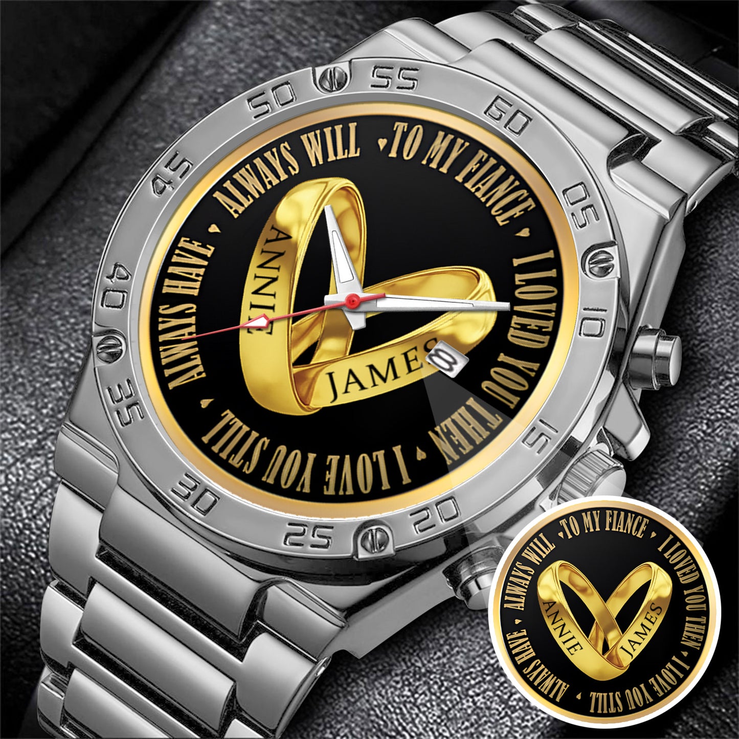 Custom Name Couple Watch – Personalized His & Hers Watch Set – Romantic Gift for Valentine’s Day, Anniversary & Birthday