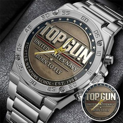Top Gun Born To Fly Stainless Steel Watch