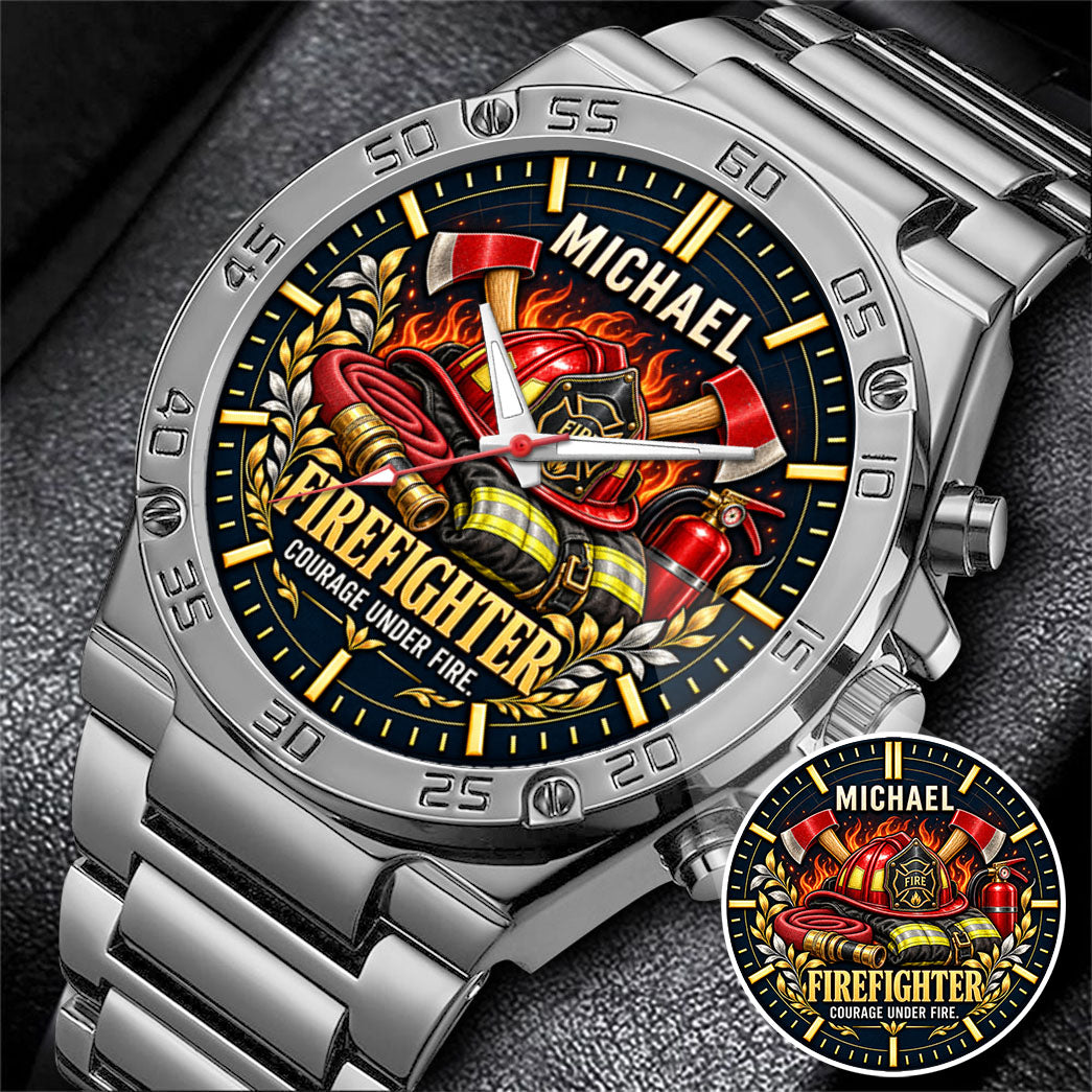 Personalized Firefighter Watch – Custom Name Firefighter Appreciation Gift