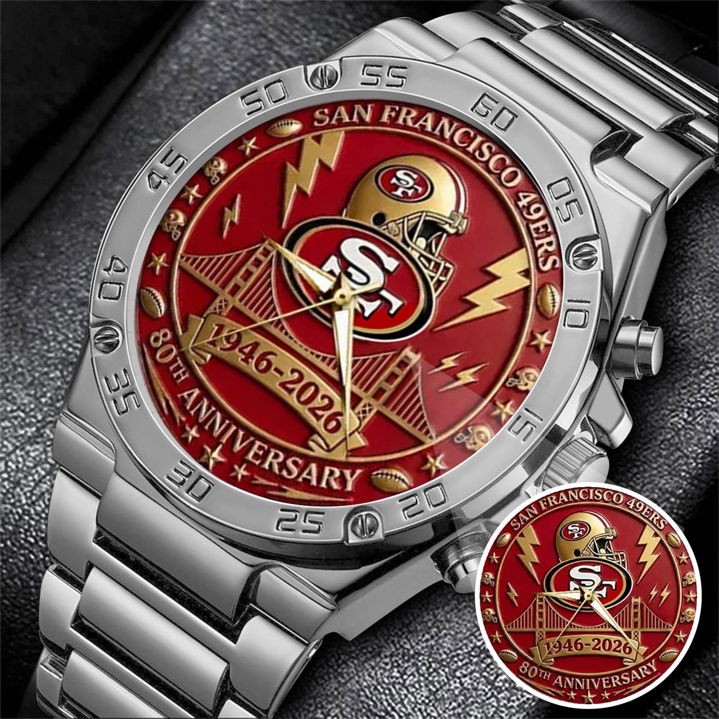 San Francisco 49ers 80th Anniversary Stainless Steel Watch
