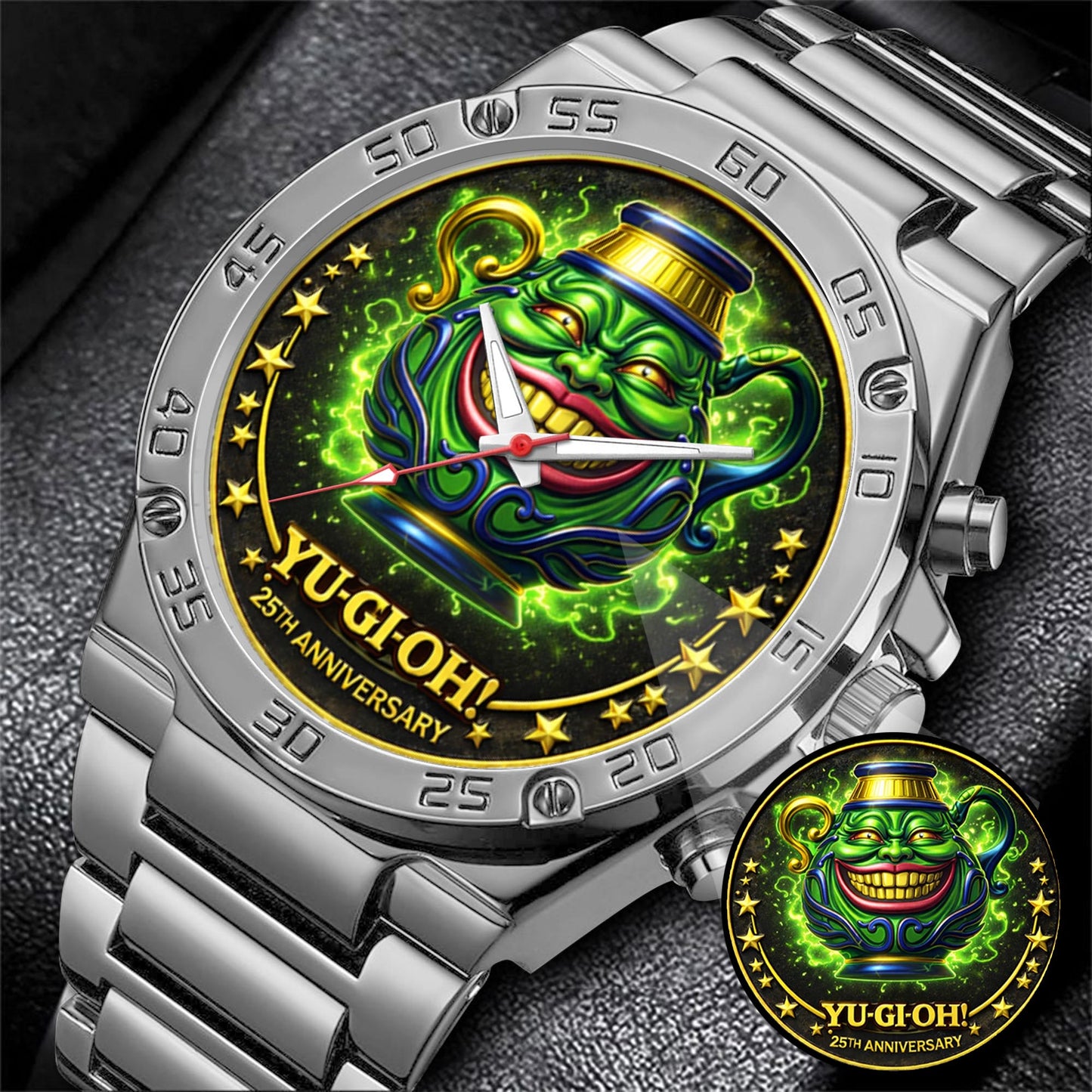 Anime Yugioh 25th Anniversary Coin Pot of Greed Custom Watch