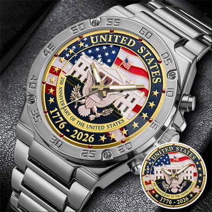 US 250 Years Of Freedom Stainless Steel Watch