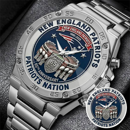 New England Patriots 65th Anniversary Stainless Steel Watch