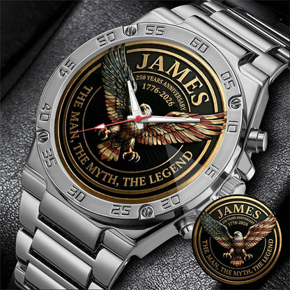 Personalized 250 Years Anniversary Eagle The Man The Myth The Legend Watch