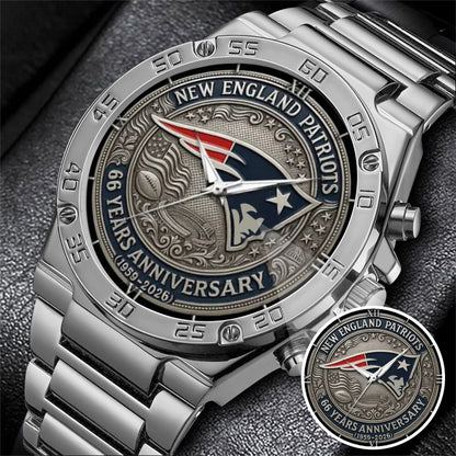 New England Patriots 65th Anniversary Stainless Steel Watch
