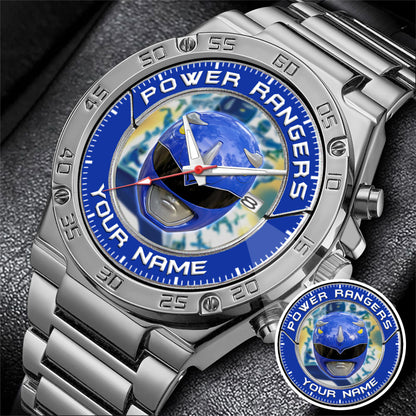 Mighty Morphin Power Rangers Blue Ranger Helmet Custom Name Watch