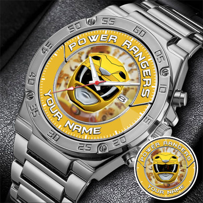 Mighty Morphin Power Rangers Yellow Ranger Helmet Custom Name Watch