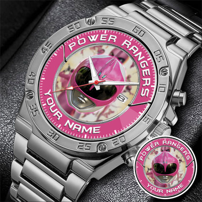 Mighty Morphin Power Rangers Pink Ranger Helmet Custom Name Watch