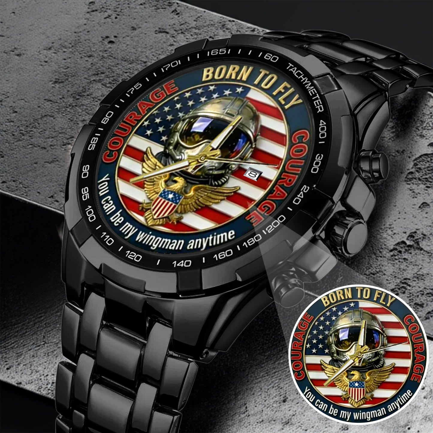 Top Gun Born To Fly Stainless Steel Watch