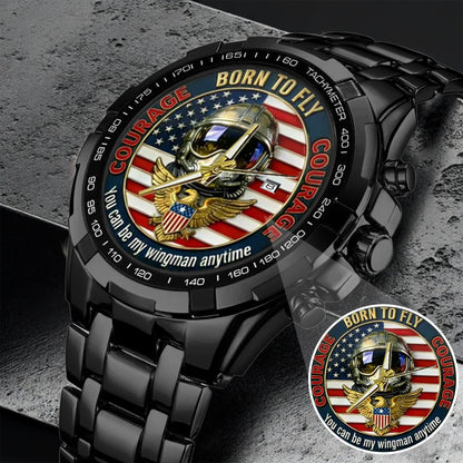 Top Gun Born To Fly Stainless Steel Watch