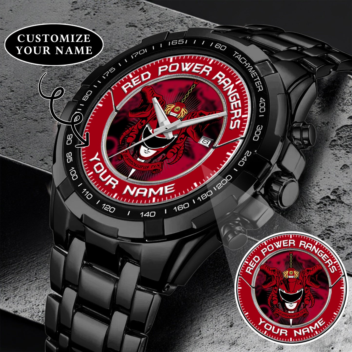 Mighty Morphin Power Rangers Tyrannosaurus Custom Name Watch