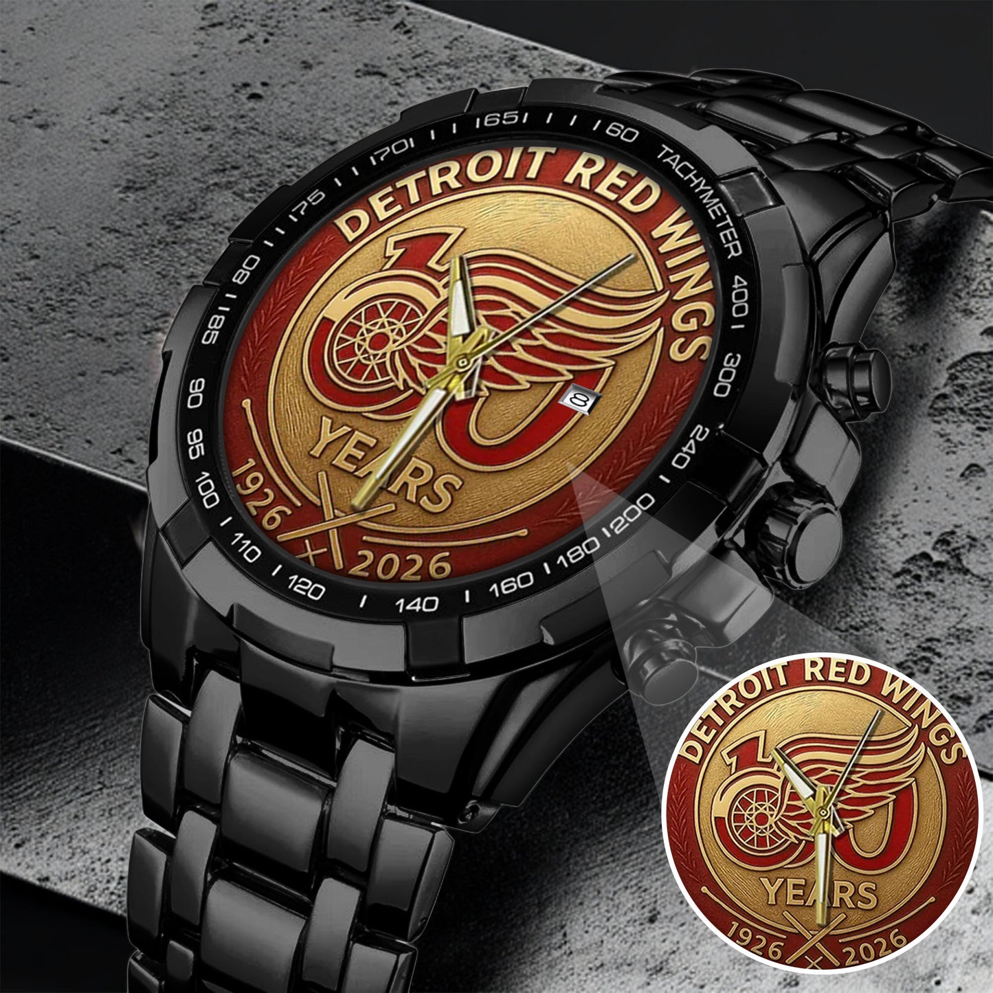 Detroit Red Wings 100th Anniversary 2026 Stainless Steel Watch