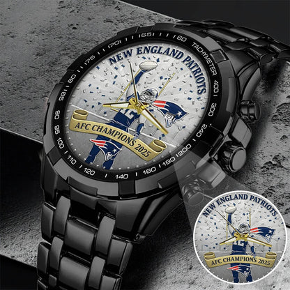 New England Patriots AFC Champions 2026 Stainless Steel Watch