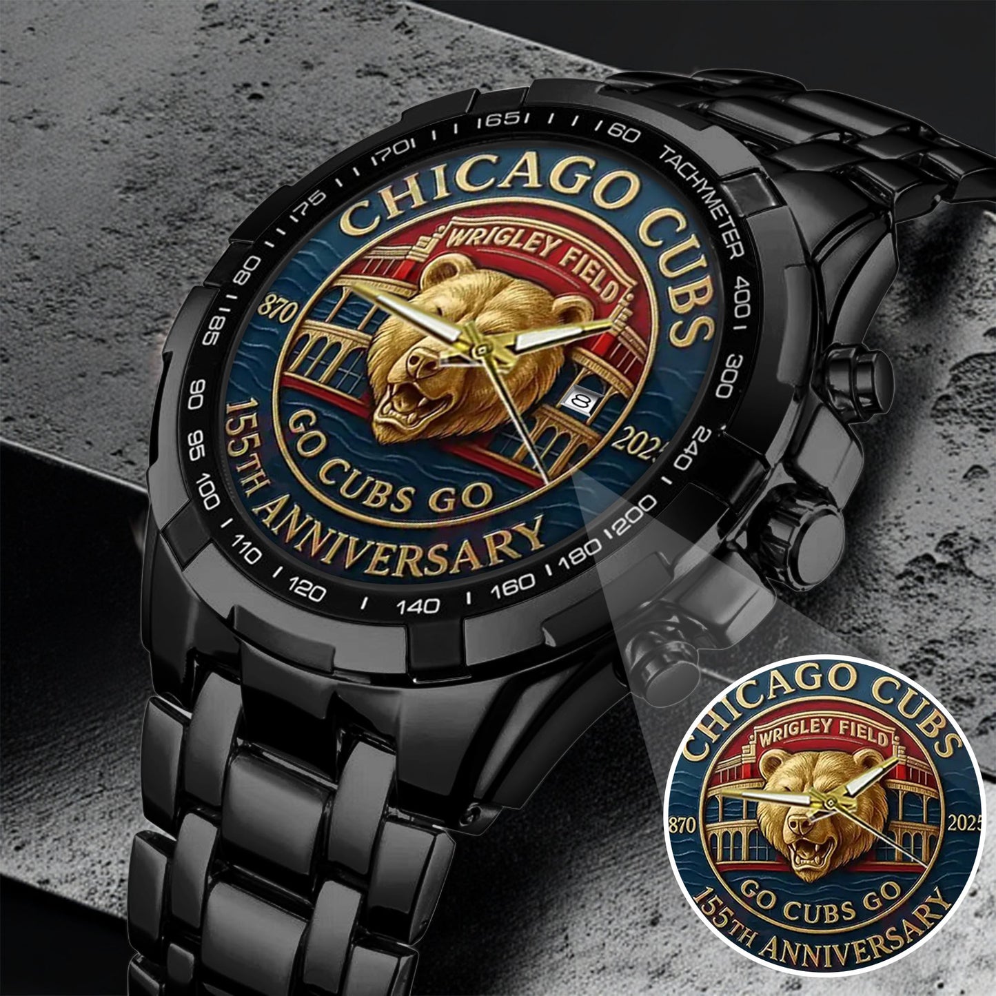 Chicago Cubs 155th Anniversary Stainless Steel Watch