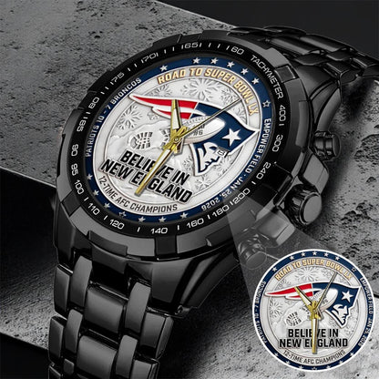 New England Patriots Champions Stainless Steel Watch