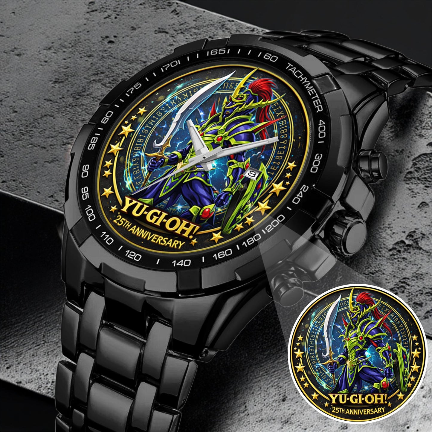 Anime Yugioh 25th Anniversary Coin Black Luster Soldier Custom Watch