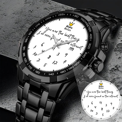 Custom Message Watch for Him – Unique Gift for Boyfriend, Husband, Anniversary & Valentine’s Day