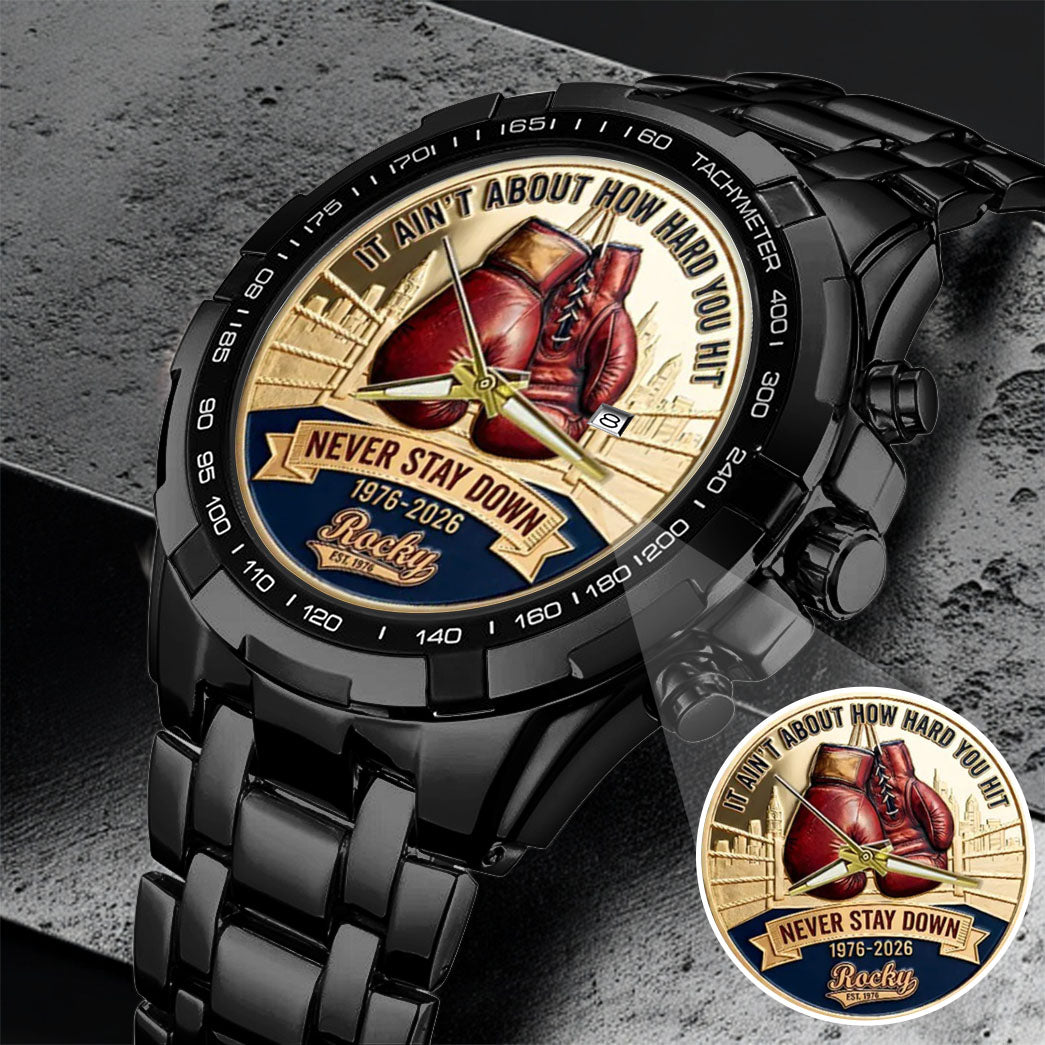 Rocky Balboa Never Stay Down 50th Anniversary Boxing Stainless Steel Watch