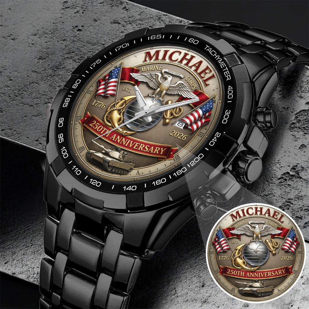 USA 250th Anniversary U.S. Marin Corps- Custom Name Watch