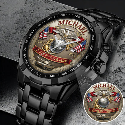 USA 250th Anniversary U.S. Marin Corps- Custom Name Watch