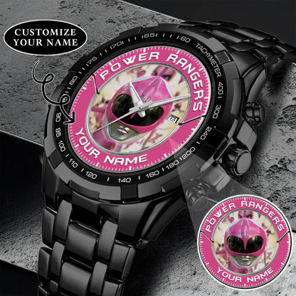 Mighty Morphin Power Rangers Pink Ranger Helmet Custom Name Watch