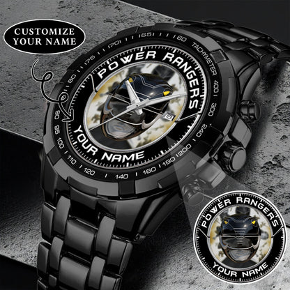 Mighty Morphin Power Rangers Black Ranger Helmet Custom Name Watch
