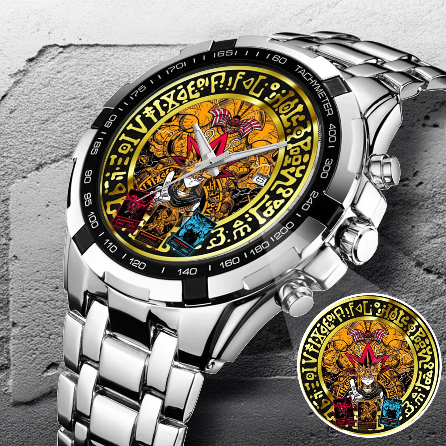 YGO Mystic Duel Anime Watch Dial – Black Alloy Case, Limited Art Design