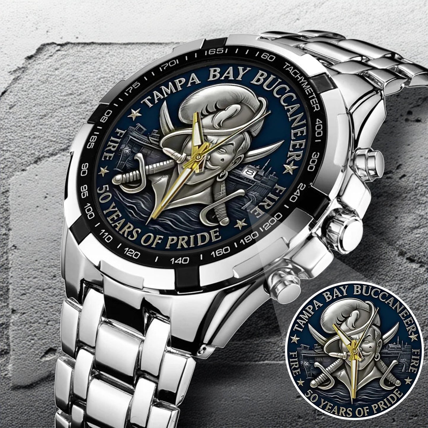 Tampa Bay Buccaneers 50th Anniversary Stainless Steel Watch