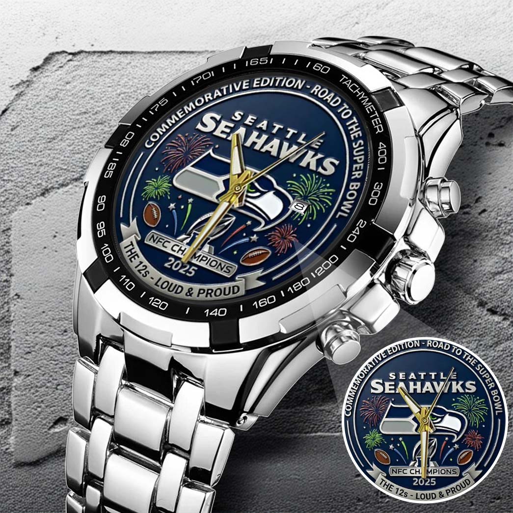 Seattle Seahawks Champions We Are 12 Loud and Proud Stainless Steel Watch
