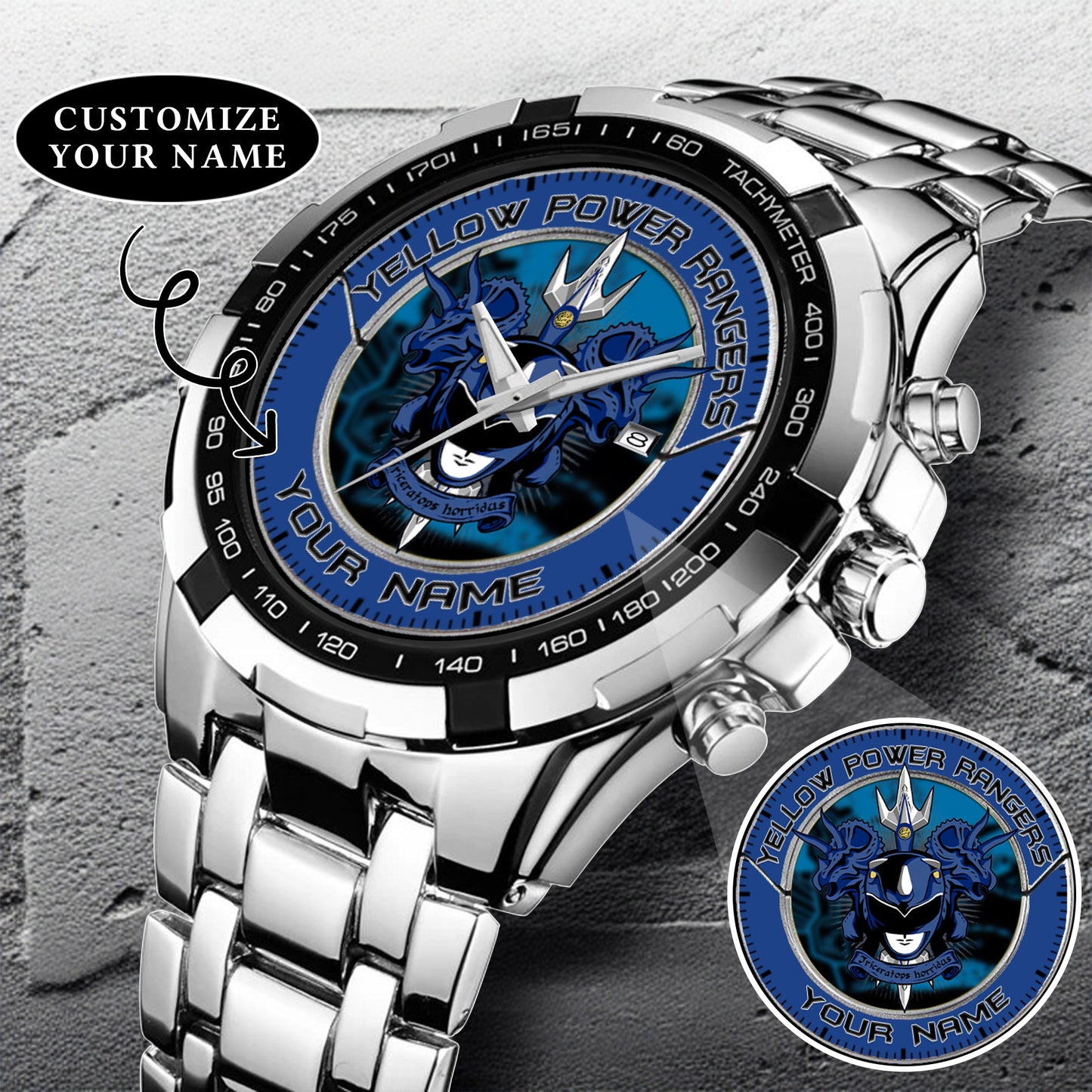 Mighty Morphin Power Rangers Triceratops Custom Name Watch