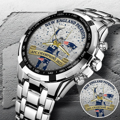 New England Patriots AFC Champions 2026 Stainless Steel Watch
