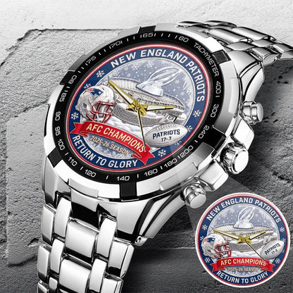 New England Patriots Champions Stainless Steel Watch