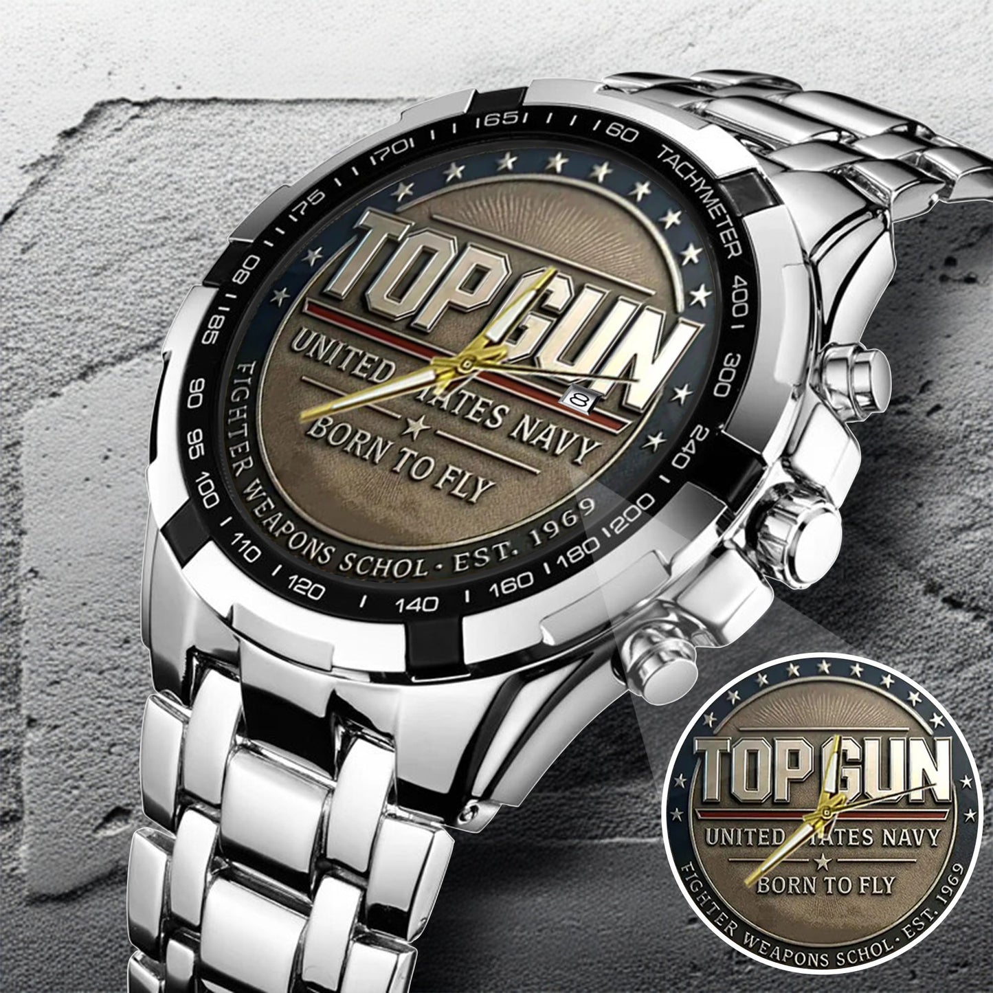 Top Gun Born To Fly Stainless Steel Watch
