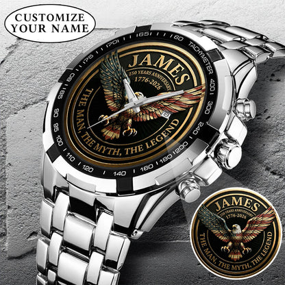 Personalized 250 Years Anniversary Eagle The Man The Myth The Legend Watch