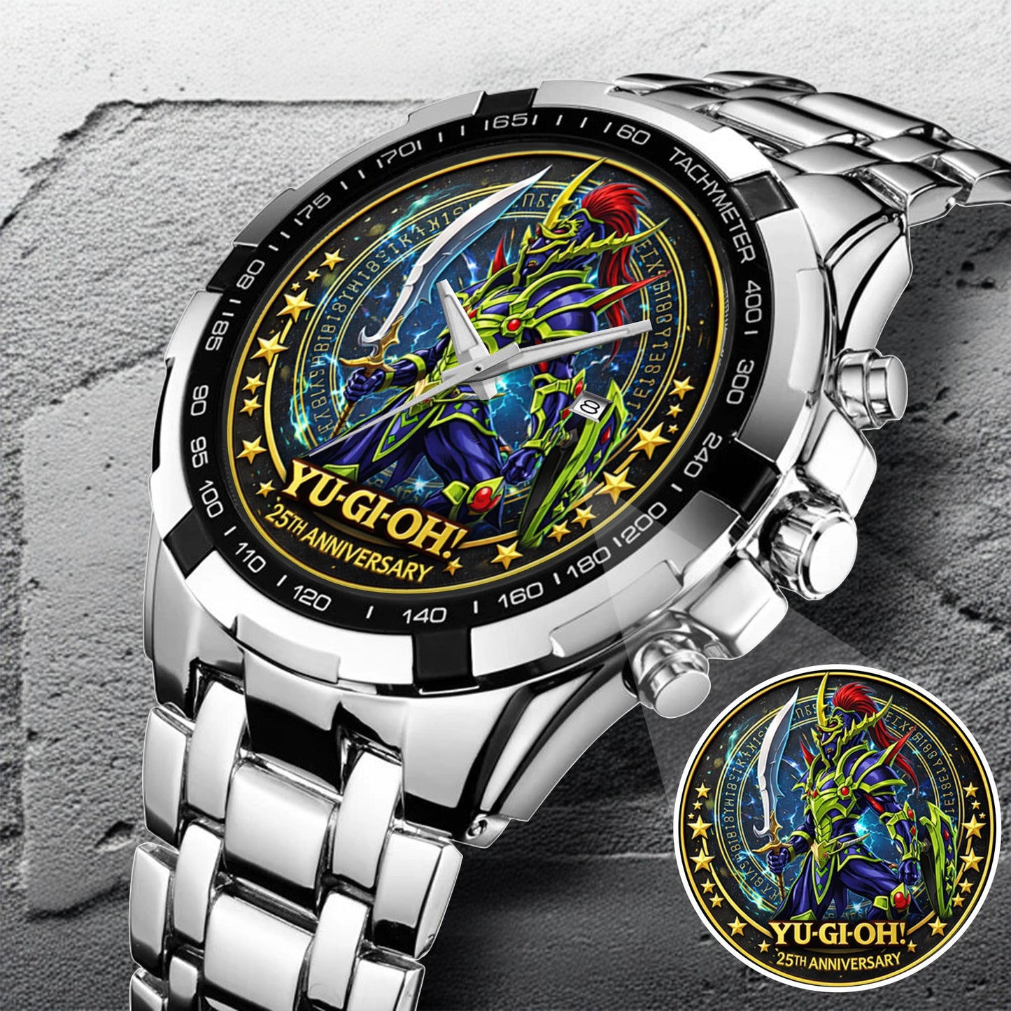 Anime Yugioh 25th Anniversary Coin Black Luster Soldier Custom Watch
