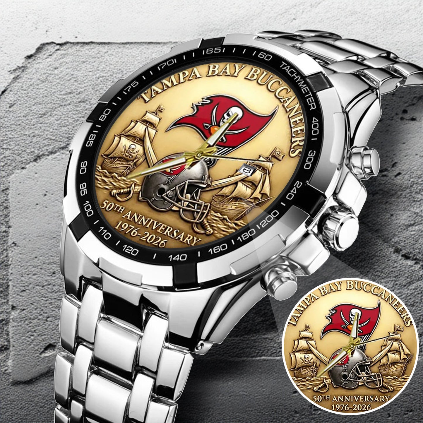 Tampa Bay Buccaneers 50th Anniversary Stainless Steel Watch