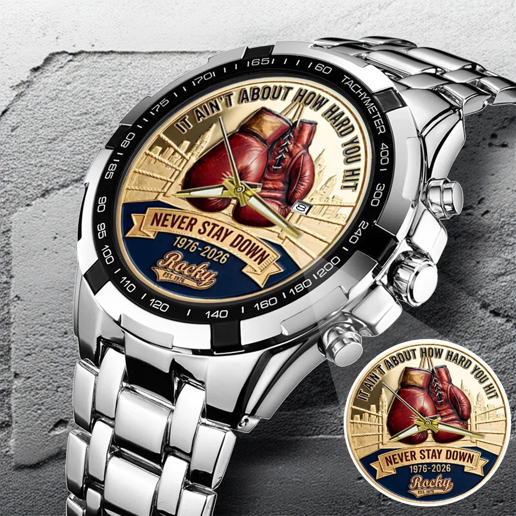 Rocky Balboa Never Stay Down 50th Anniversary Boxing Stainless Steel Watch