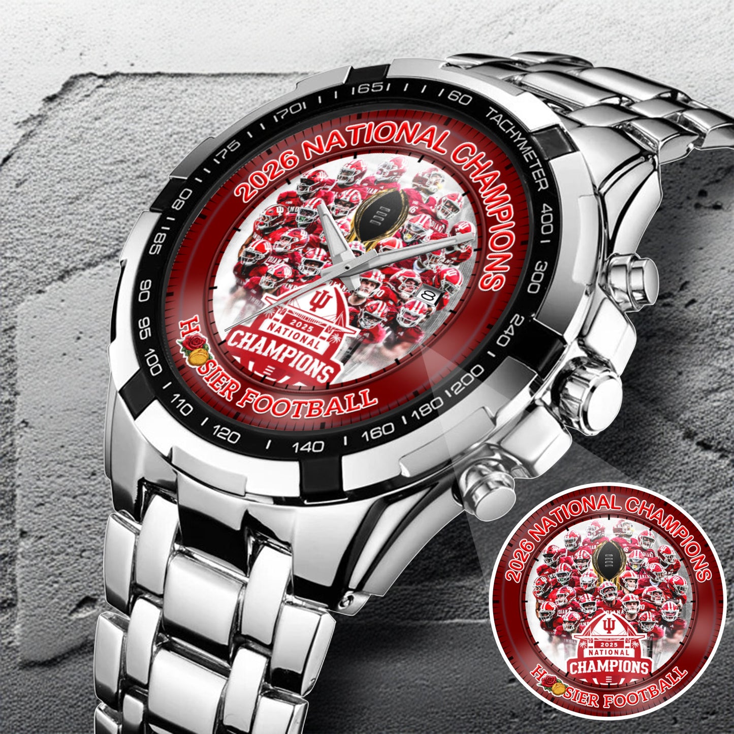 Hoosier Football Custom Stainless Steel Watch