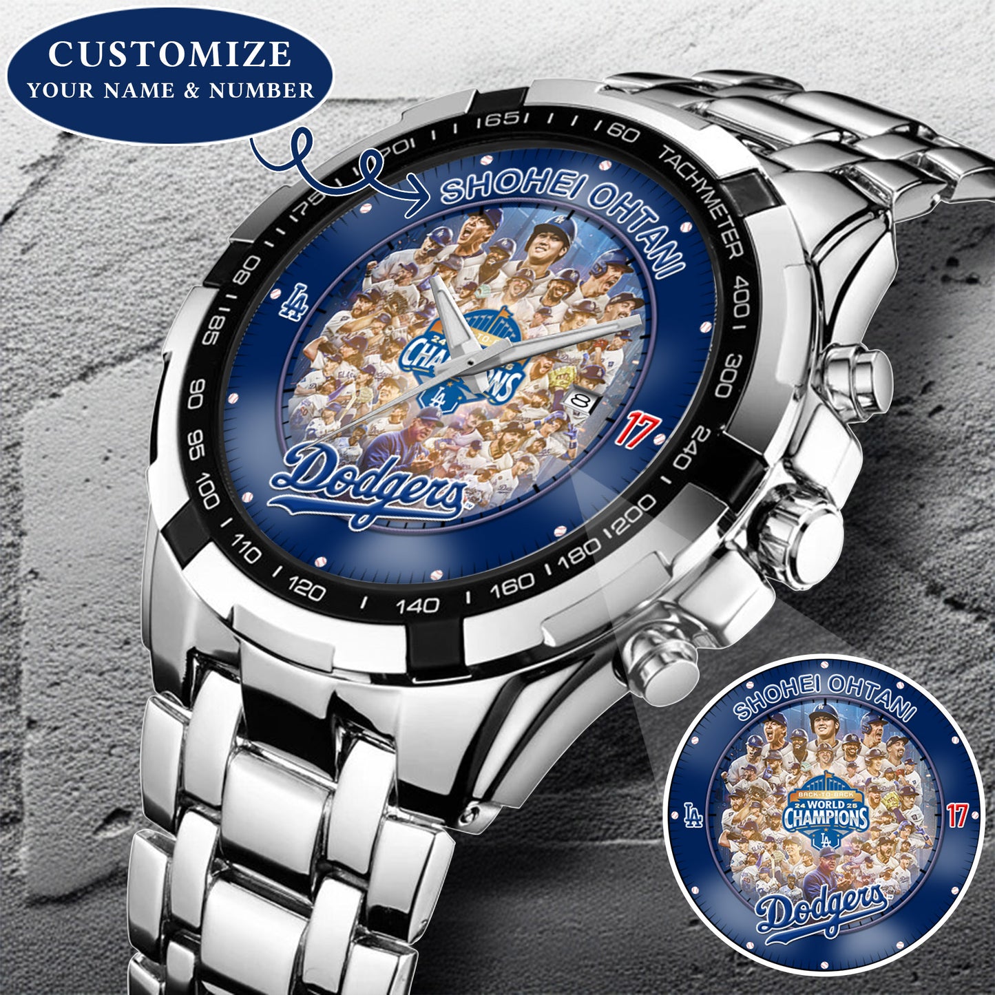 Personalized LA Dodgers 2025 Worlds Series Champion Back to Back Watch